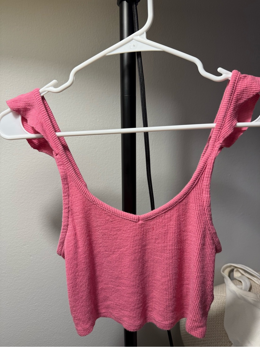 Urban Outfitters Pink Ribbed Crop Tank